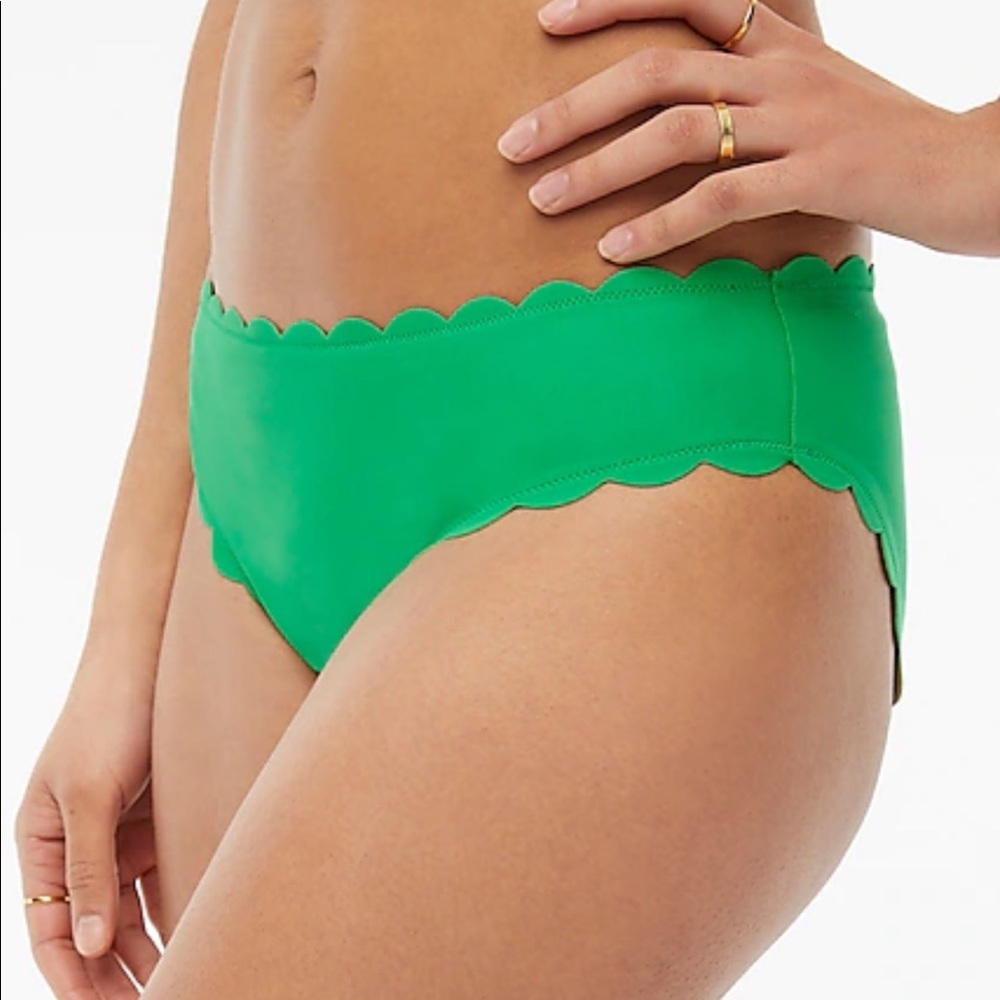 J. Crew Green Scalloped Swim Bottom